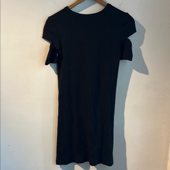 Helmut Lang Black Ribbed Short Sleeve Dress - Picture 5 of 5